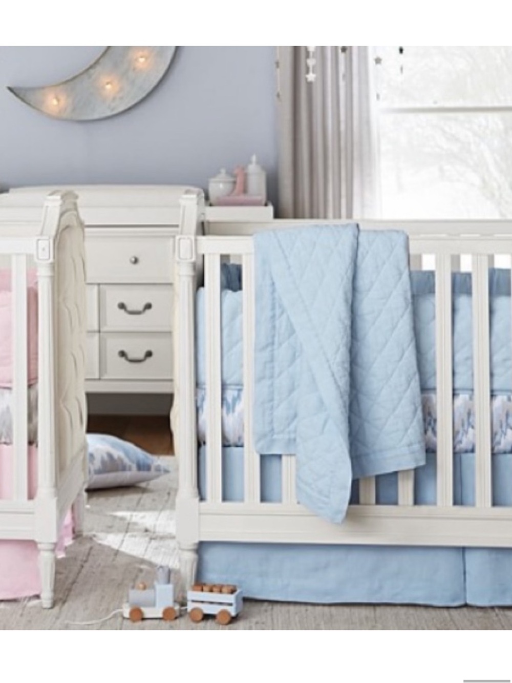 Pottery Barn Kids Baby Blue Linen Crib Skirt